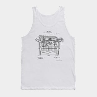 Type Writing Machine Vintage Retro Patent Hand Drawing Funny Novelty Gift Tank Top